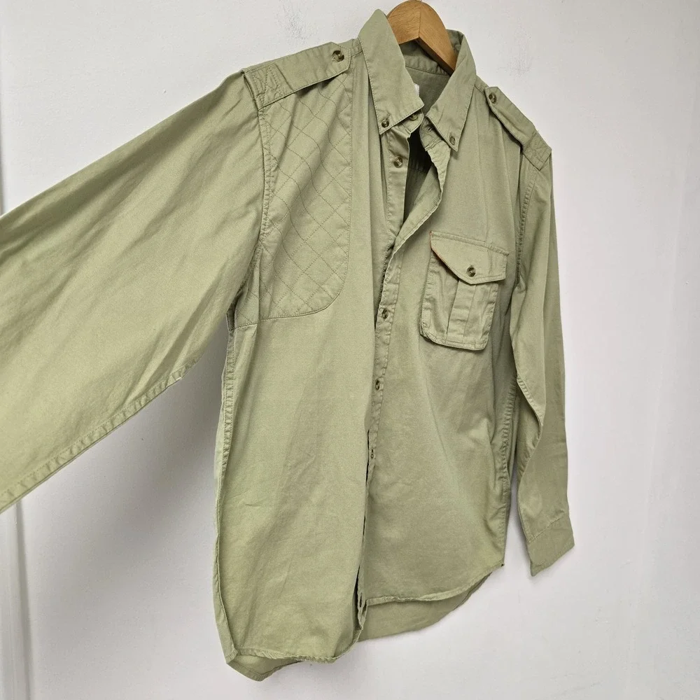 Southern Proper Shirt Mens Shooting Sport Safari Size S Button Front Olive Green